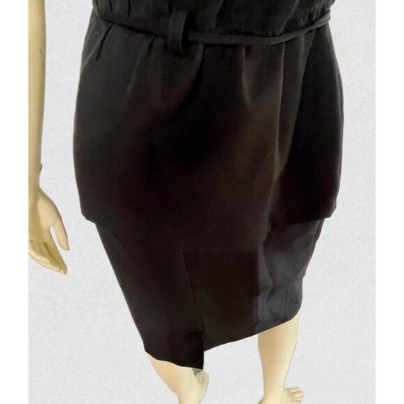 1980s Black Dress, Size L, Midi-Length Button Down Dress by V.I.P. Petites - Picture 11 of 11